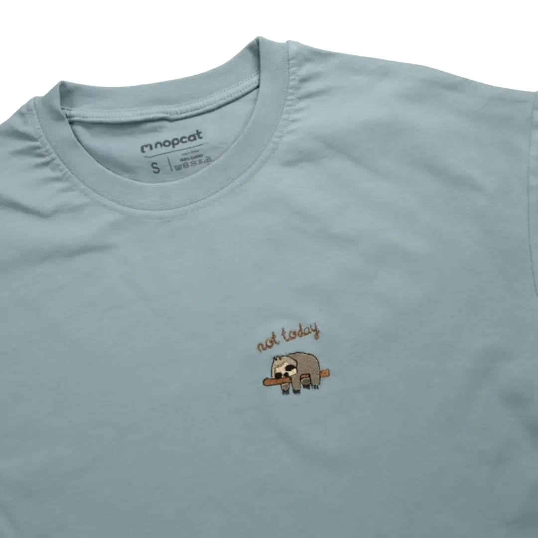 Not Today - Unisex Rahat Kalıp Tişört - Bebek Mavisi