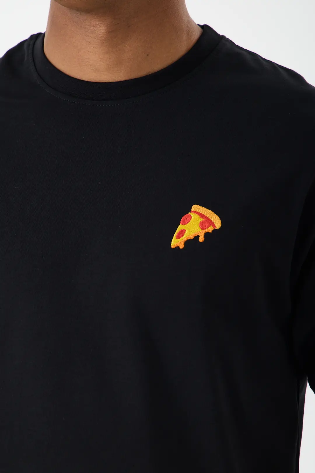 Pizza - Unisex Rahat Kalıp Tişört - Siyah