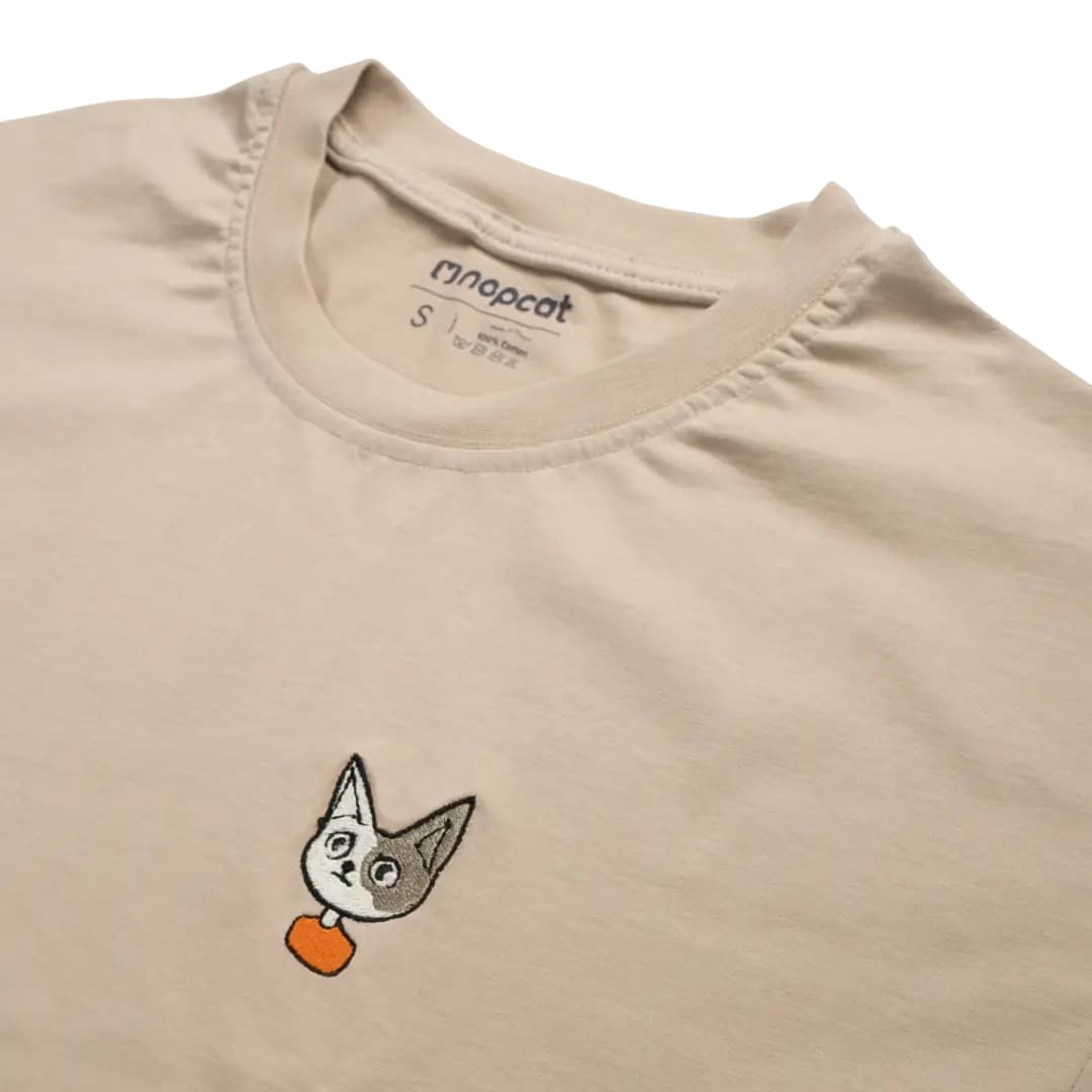Nopcat - Unisex Rahat Kalıp Tişört - Bej