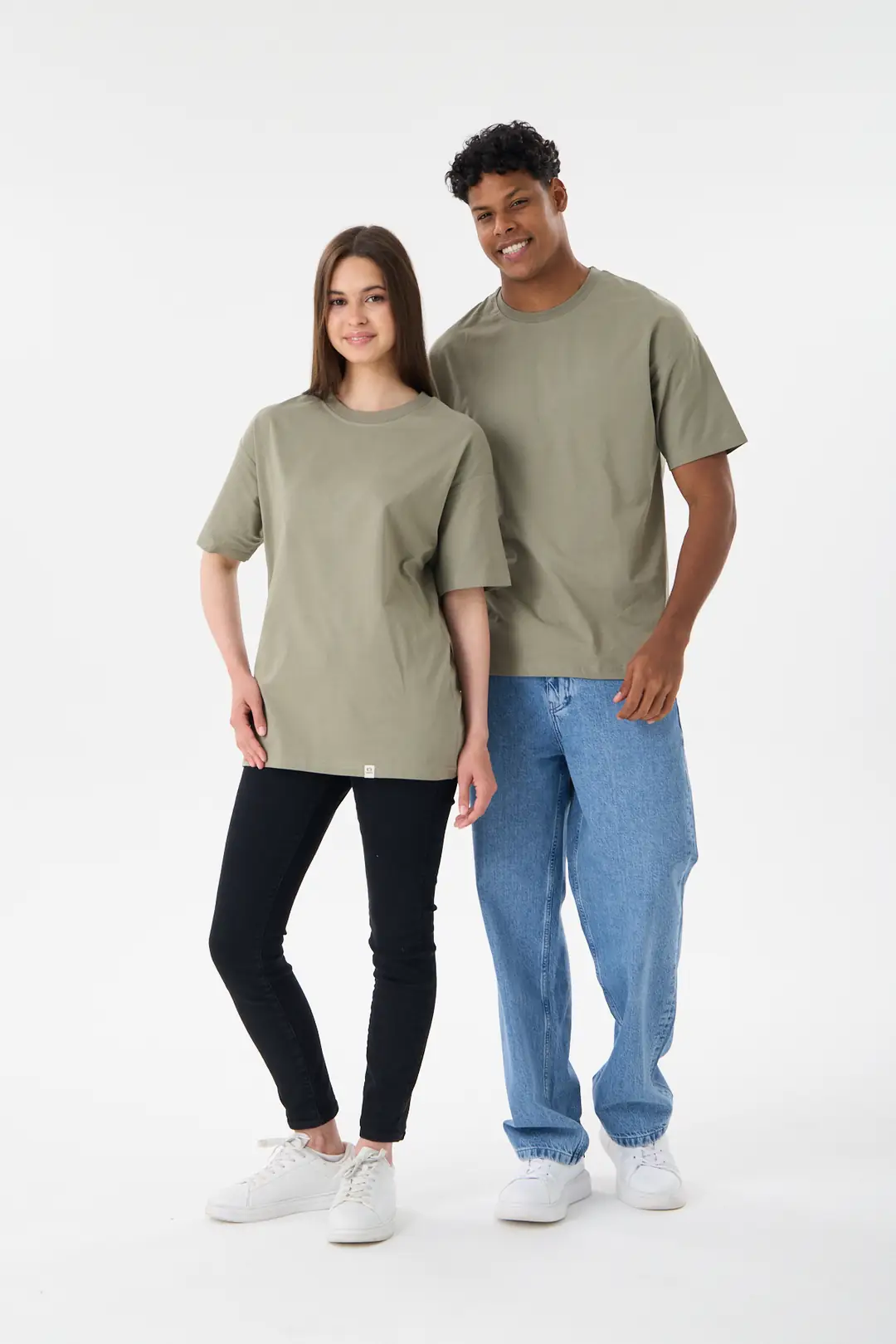 Basic Unisex Rahat Kalıp Tişört - Haki