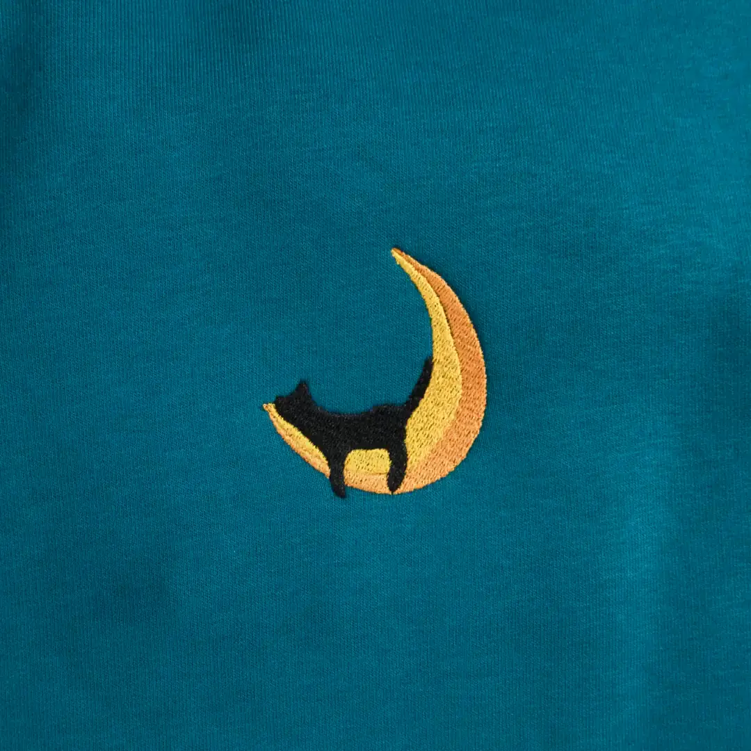 Aydaki Kedi - Unisex Oversize Hoodie - Petrol Yeşili 2