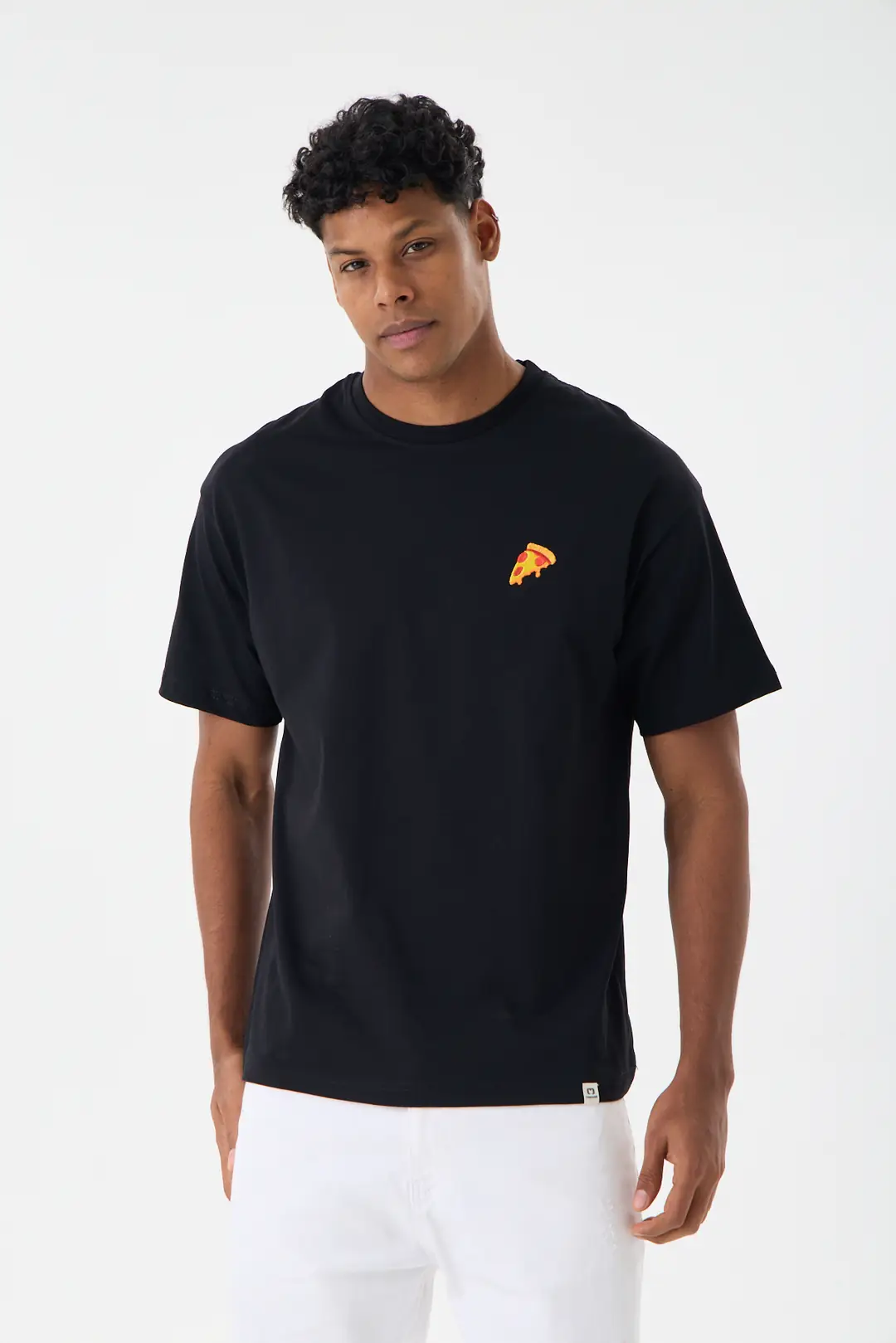 Pizza - Unisex Rahat Kalıp Tişört - Siyah 3
