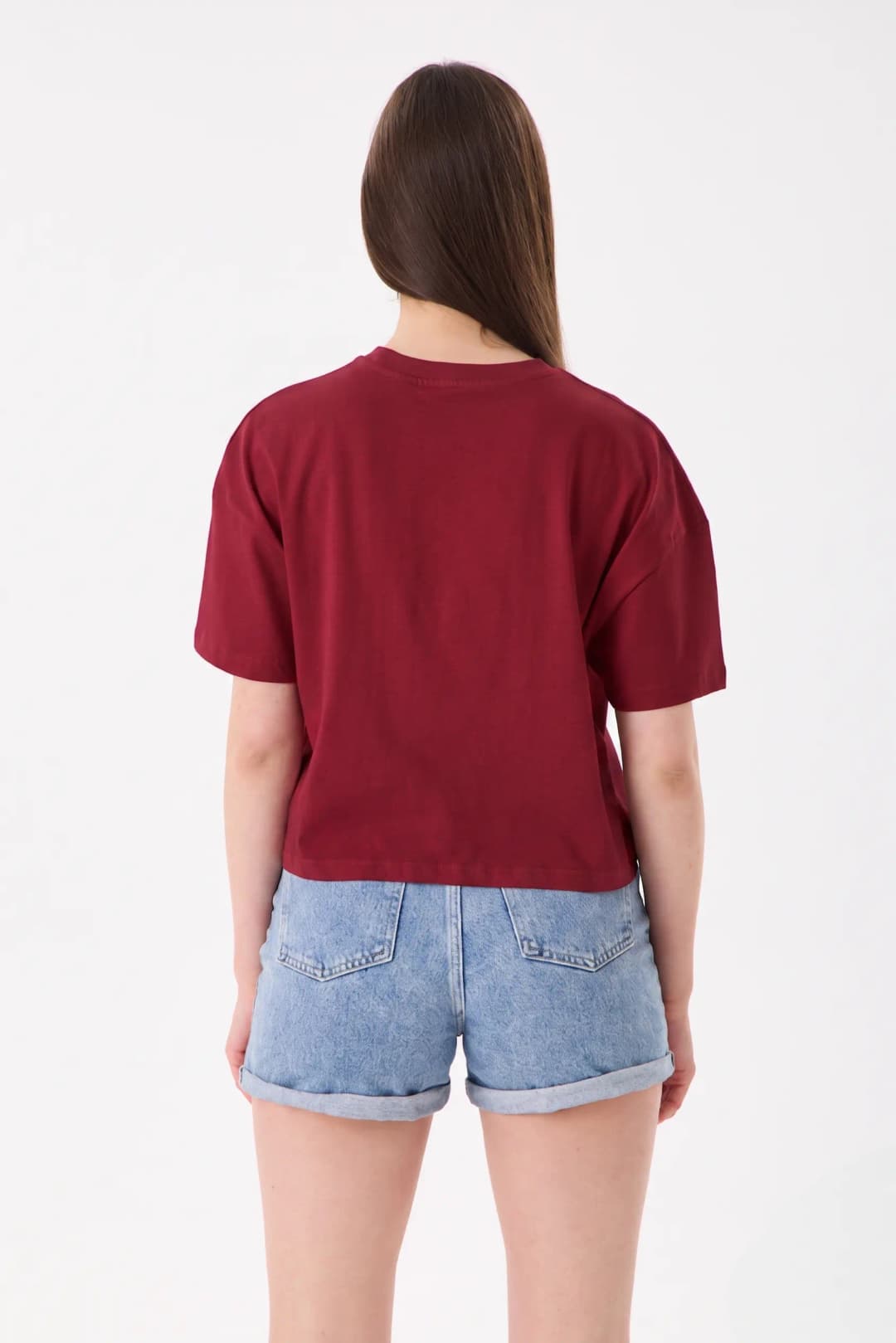 Basic Rahat Kalıp Crop - Bordo 2