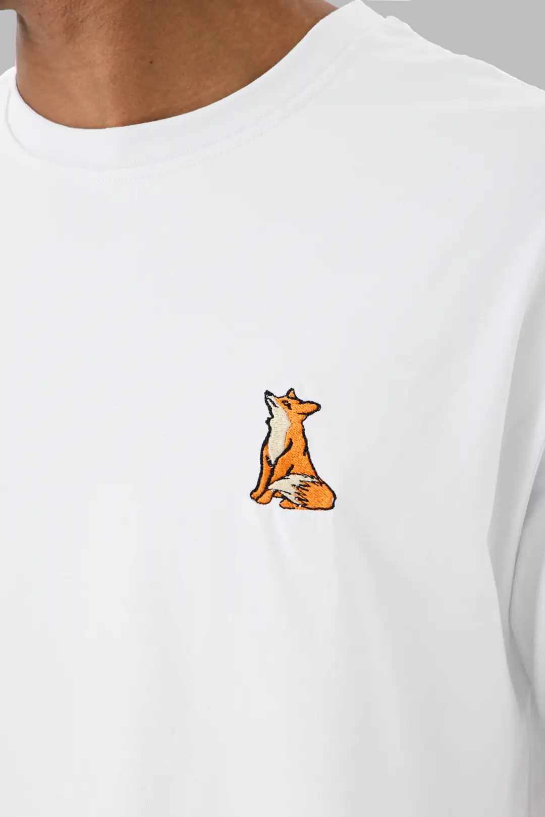 Tilki - Unisex Rahat Kalıp Tişört - Beyaz