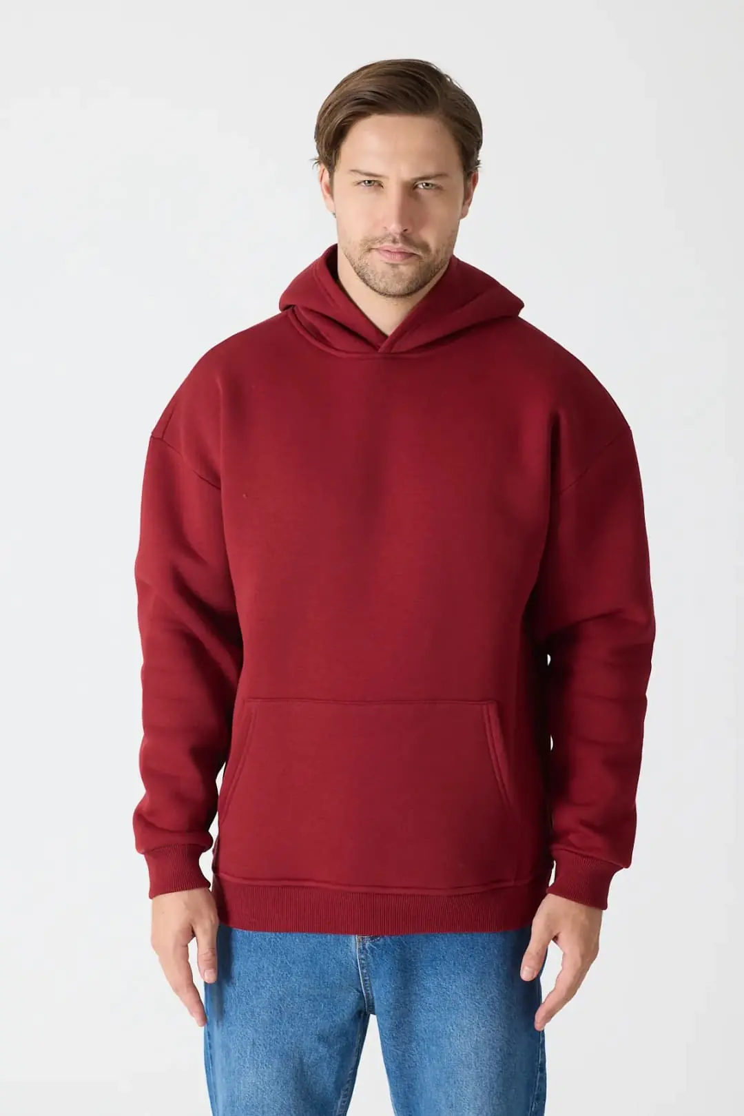 Basic Oversize Hoodie Bordo