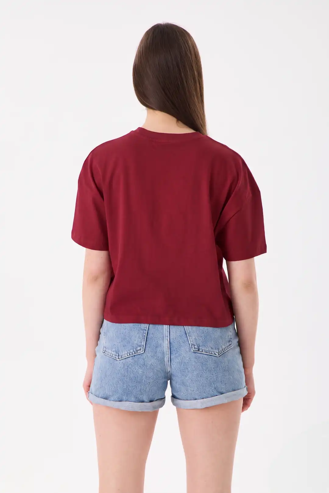 Balina - Rahat Kalıp Crop - Bordo 2