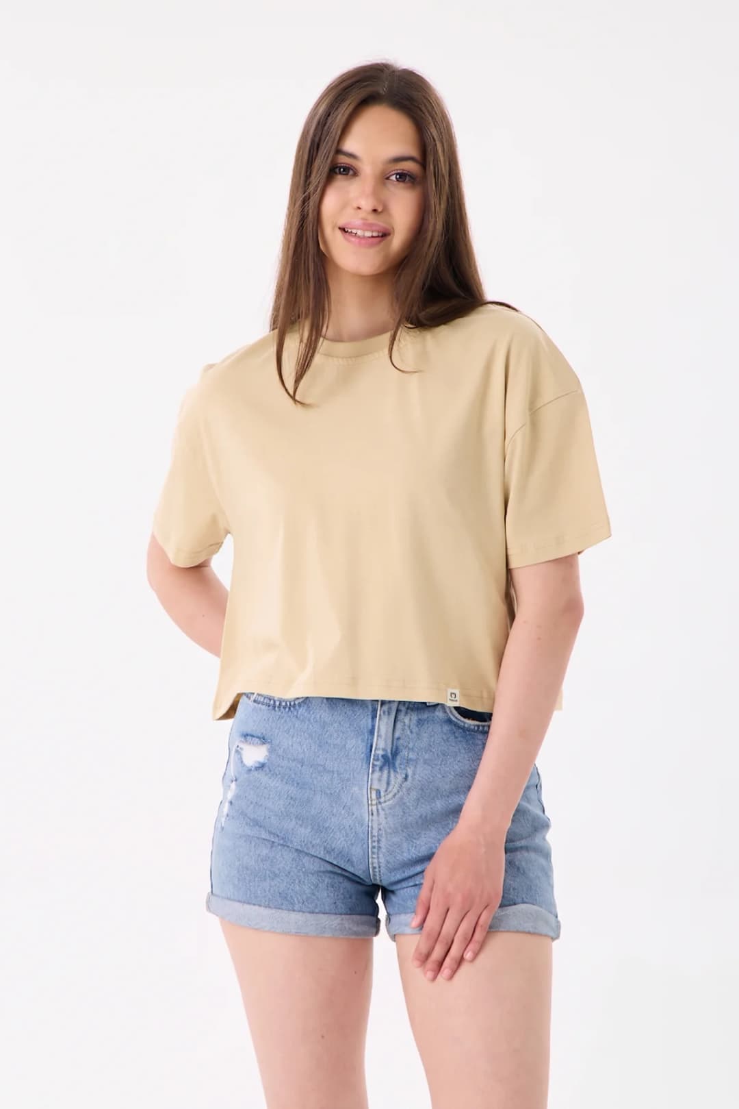 Basic Rahat Kalıp Crop - Bej