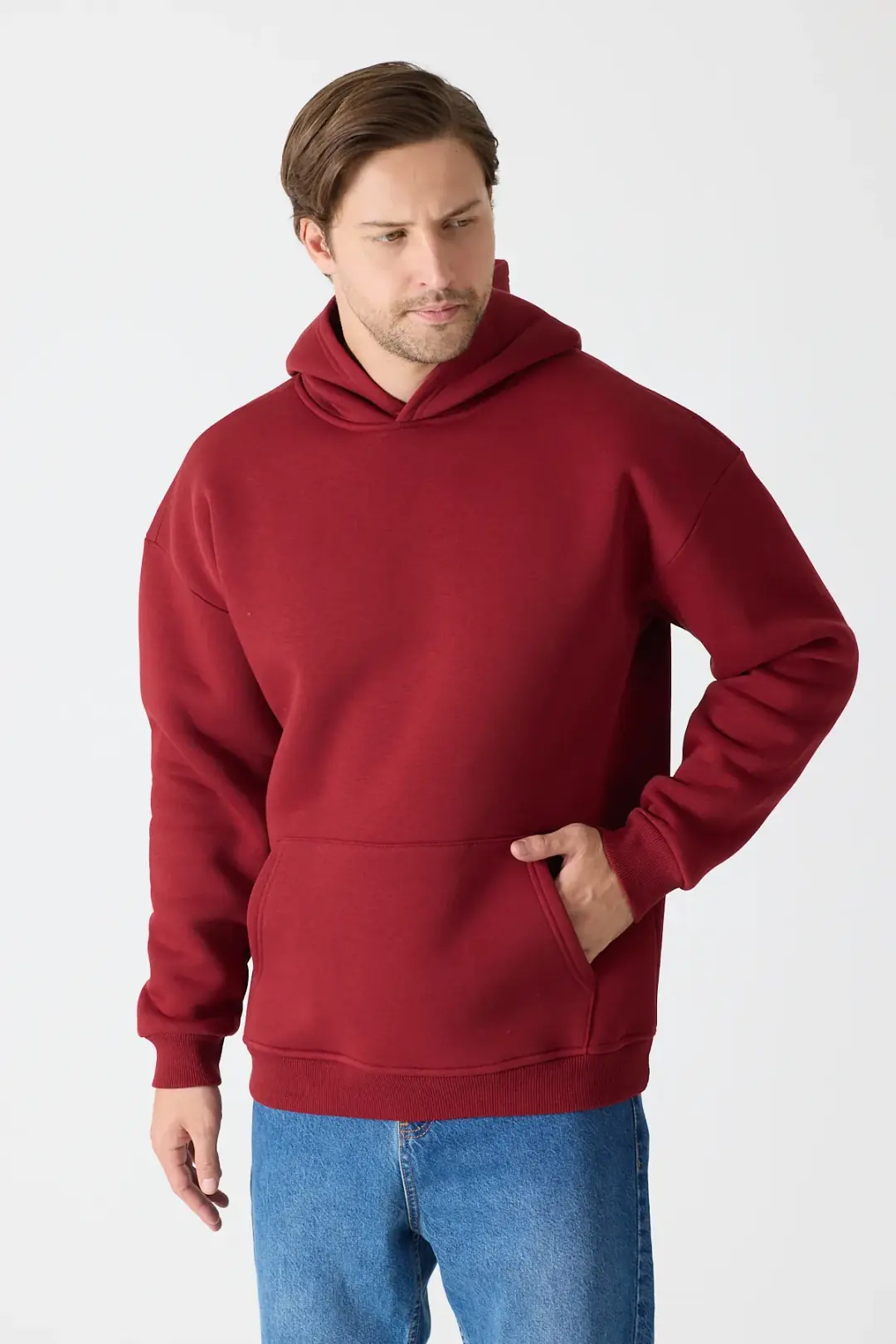 Basic Oversize Hoodie Bordo 2