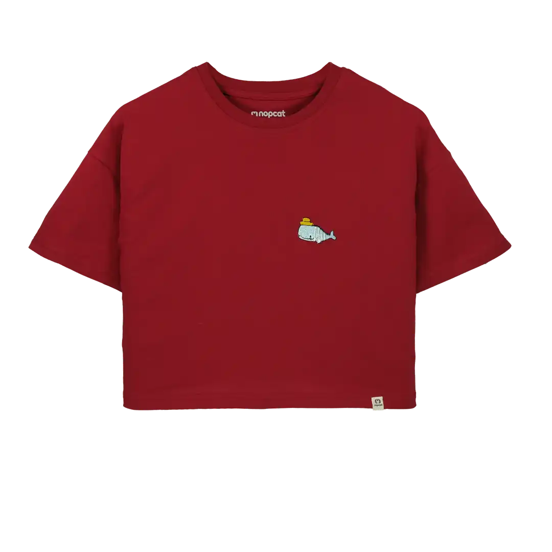 Balina - Rahat Kalıp Crop - Bordo