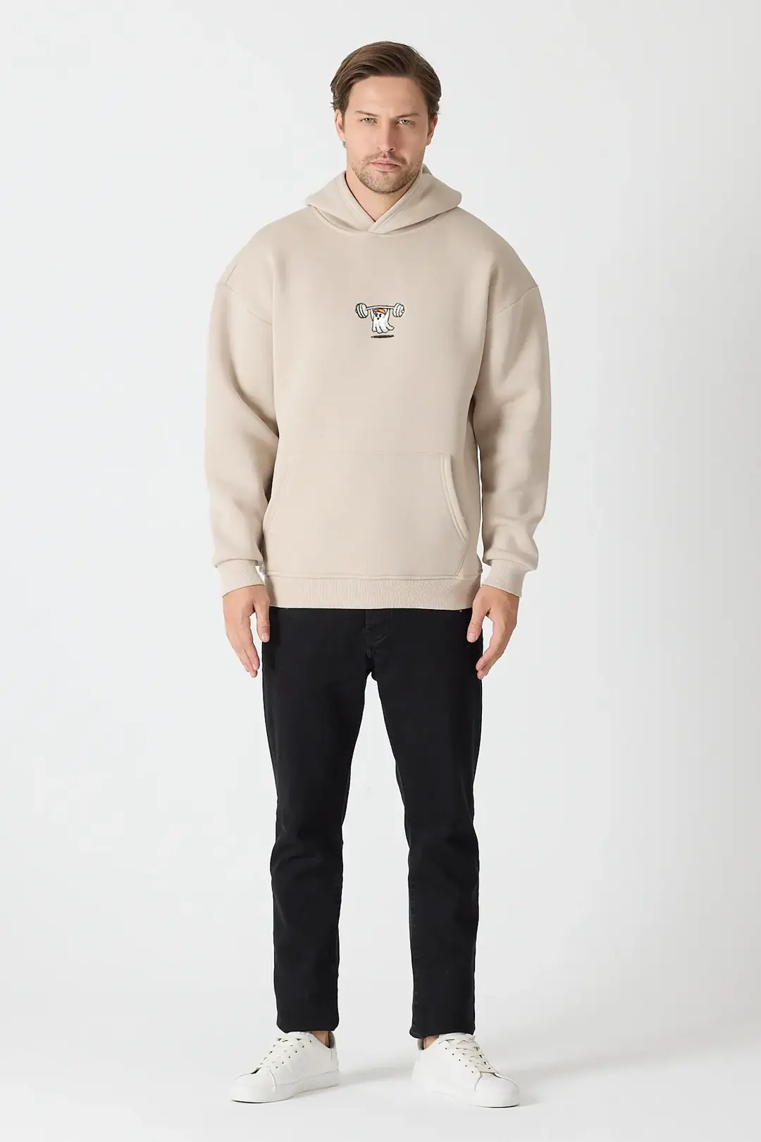 Sporcu Hayalet Oversize Hoodie - Taş Rengi 1