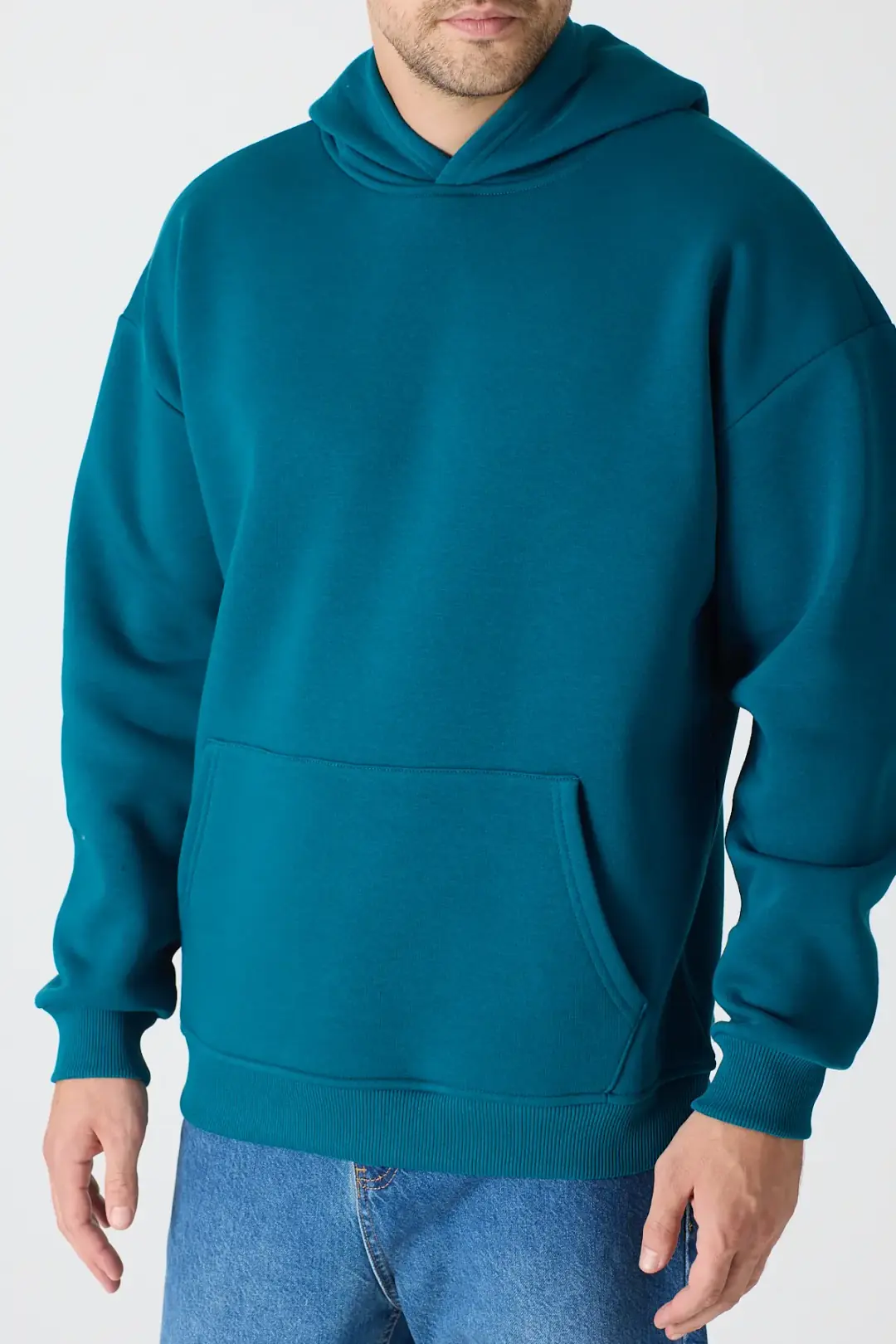 Basic Oversize Hoodie Petrol Yeşili 2
